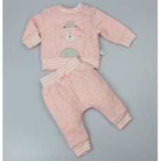 C12105: Baby Pink Quilted 2 Piece Outfit (0-9 Months)